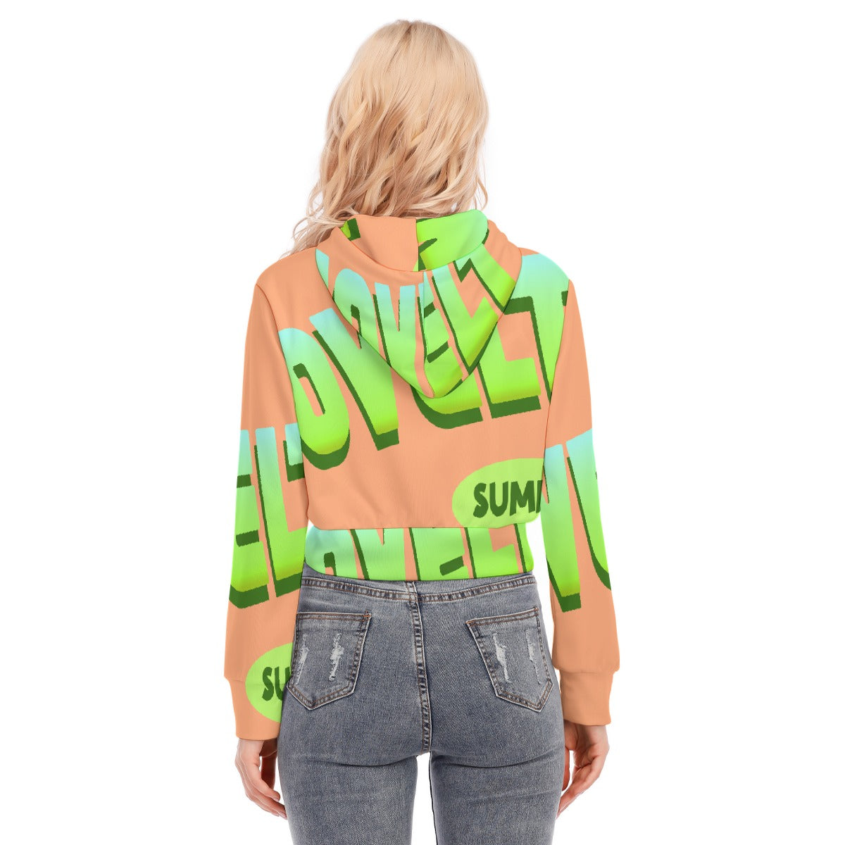 All-Over Print Women's Crop Top Hoodie With Zipper Closure