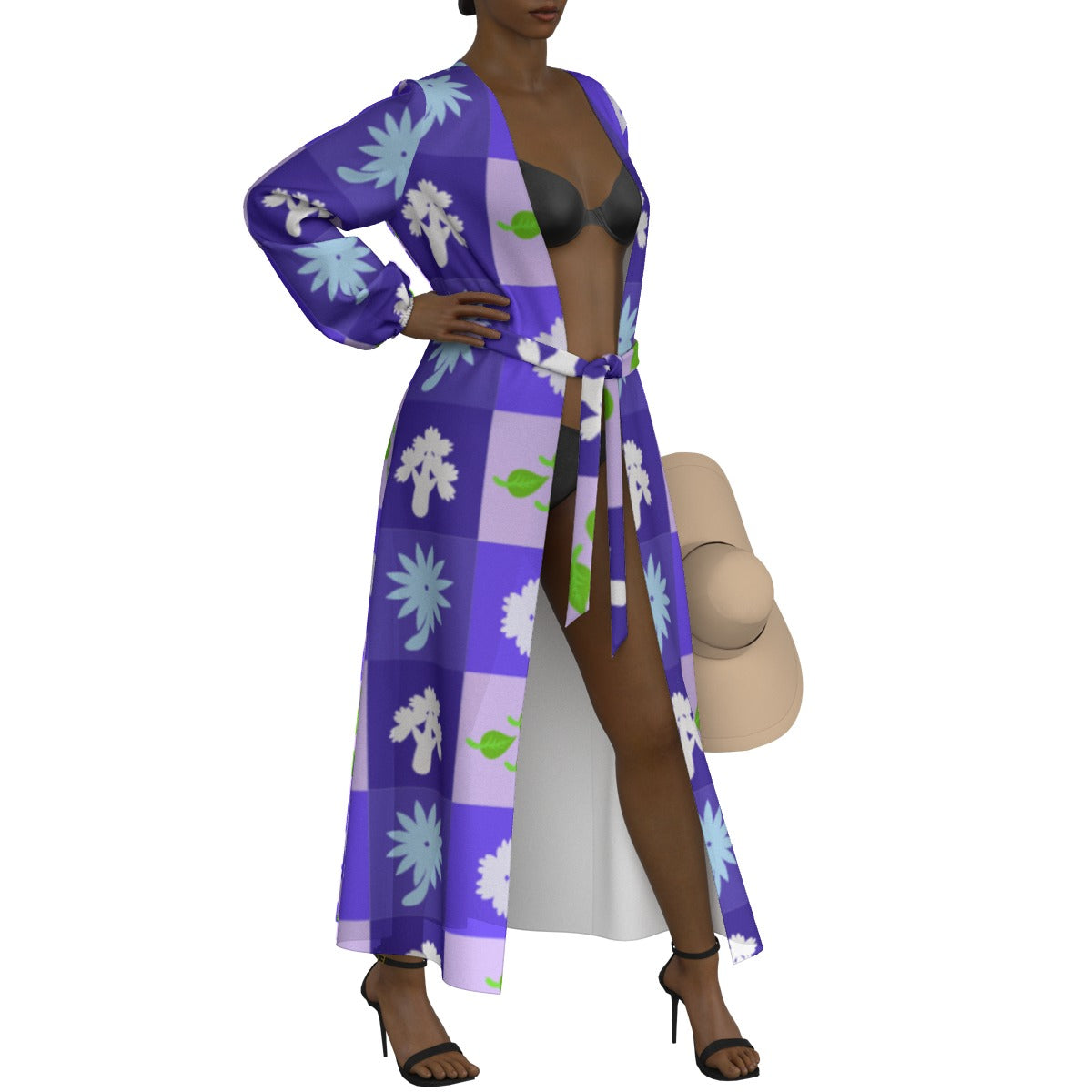 All-Over Print Women's Lace-up Chiffon Robe