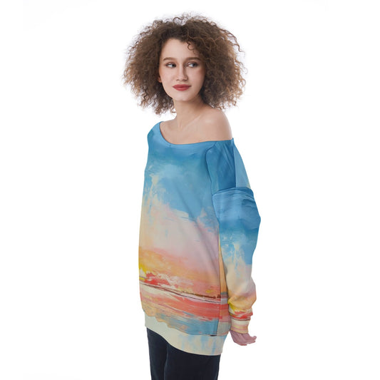 All-Over Print Oversized Women's Off-Shoulder Sweatshirt