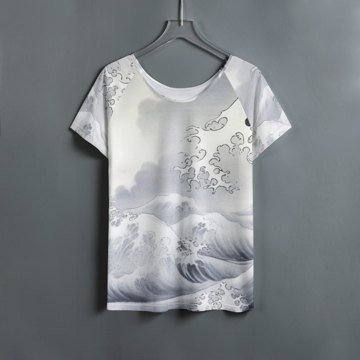 All-Over Print Women's Round Neck T-shirt With Raglan Sleeve