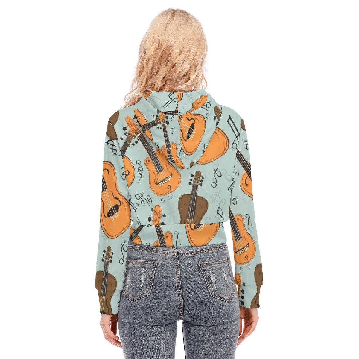 All-Over Print Women's Crop Top Hoodie With Zipper Closure