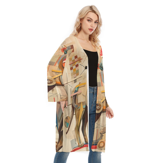 All- Over Print Women's Long Sleeve Mesh Cardigan