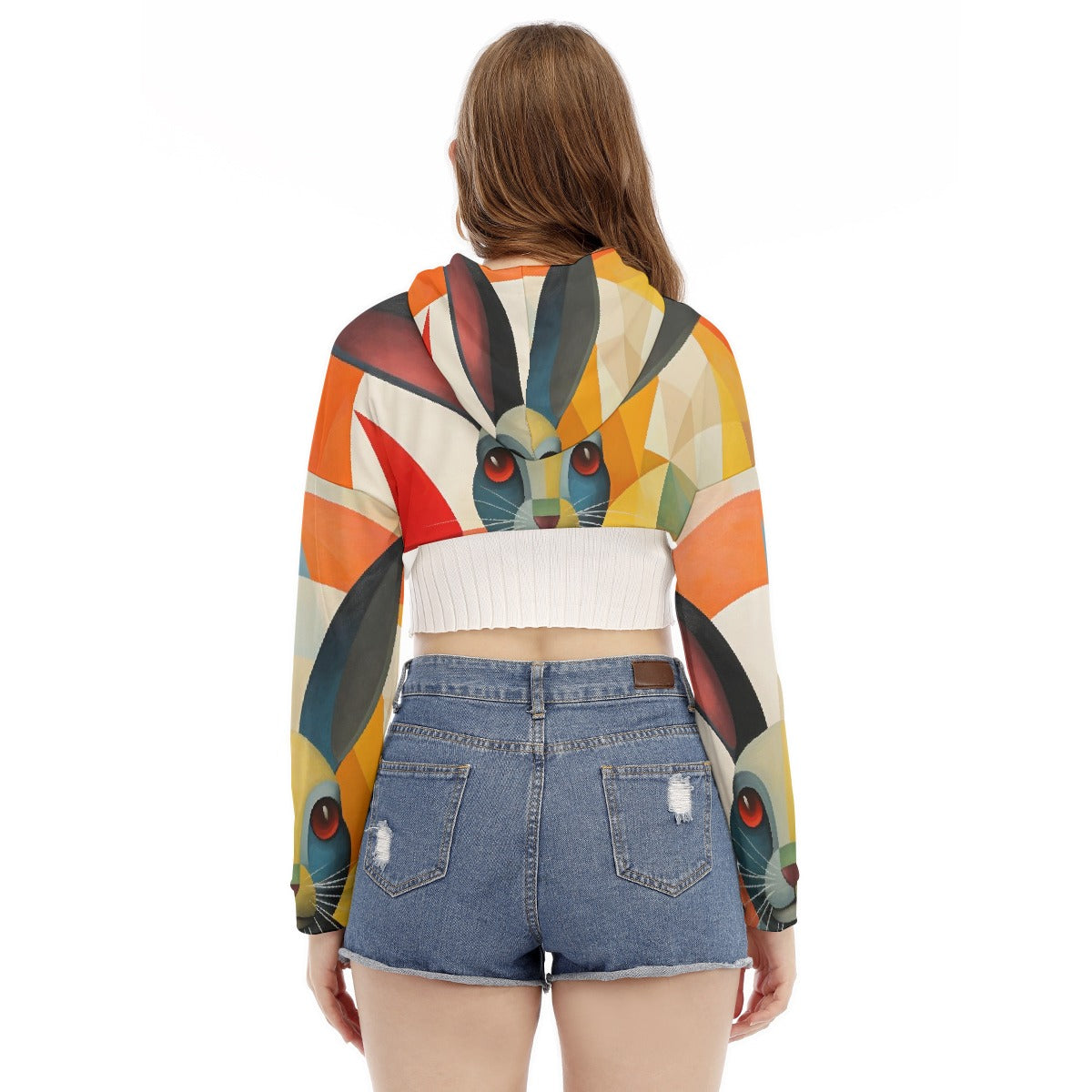 All-Over Print Women's Smock Short Hoodie With Long Sleeve