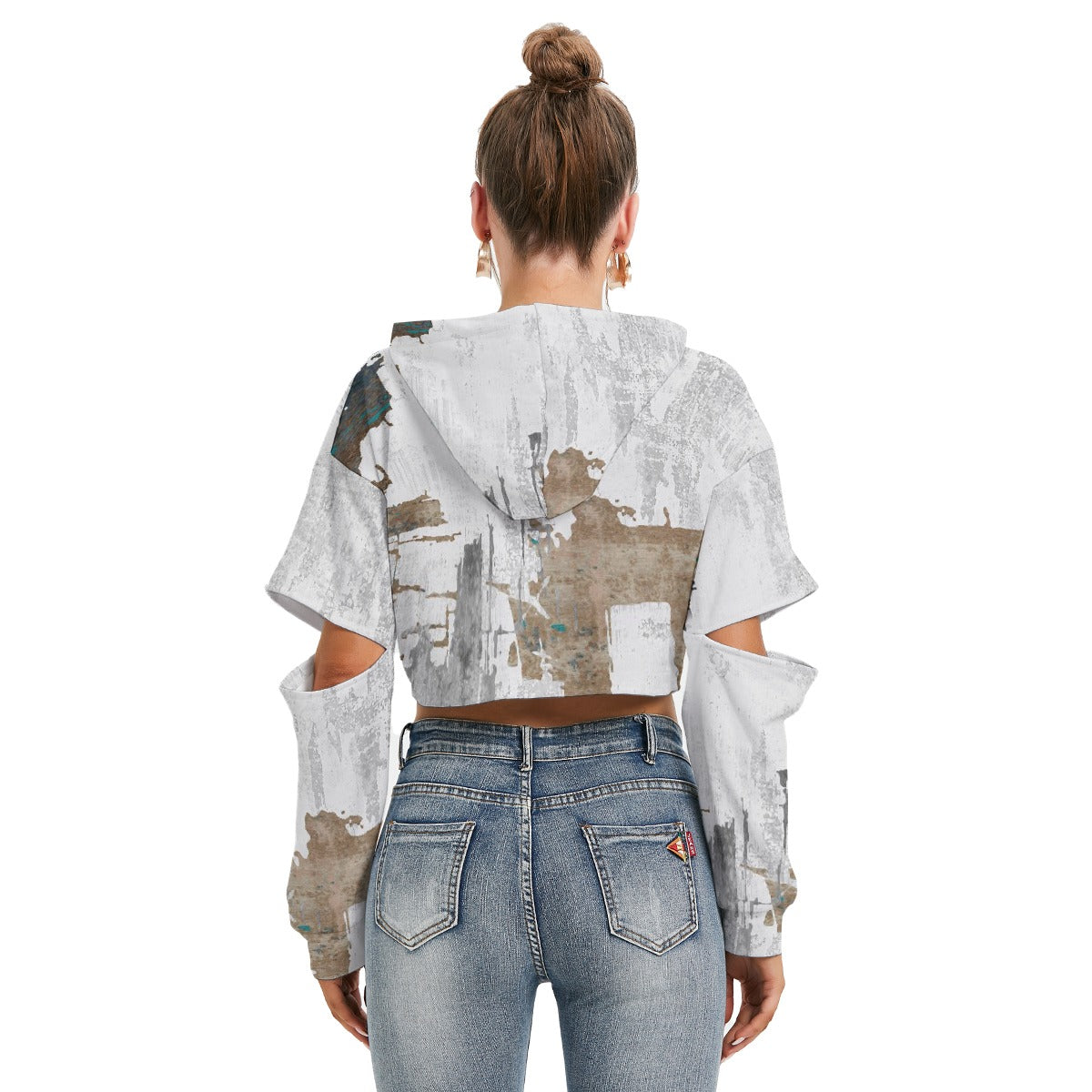 All-Over Print Women's Heavy Fleece Hoodie With Hollow Out Sleeve