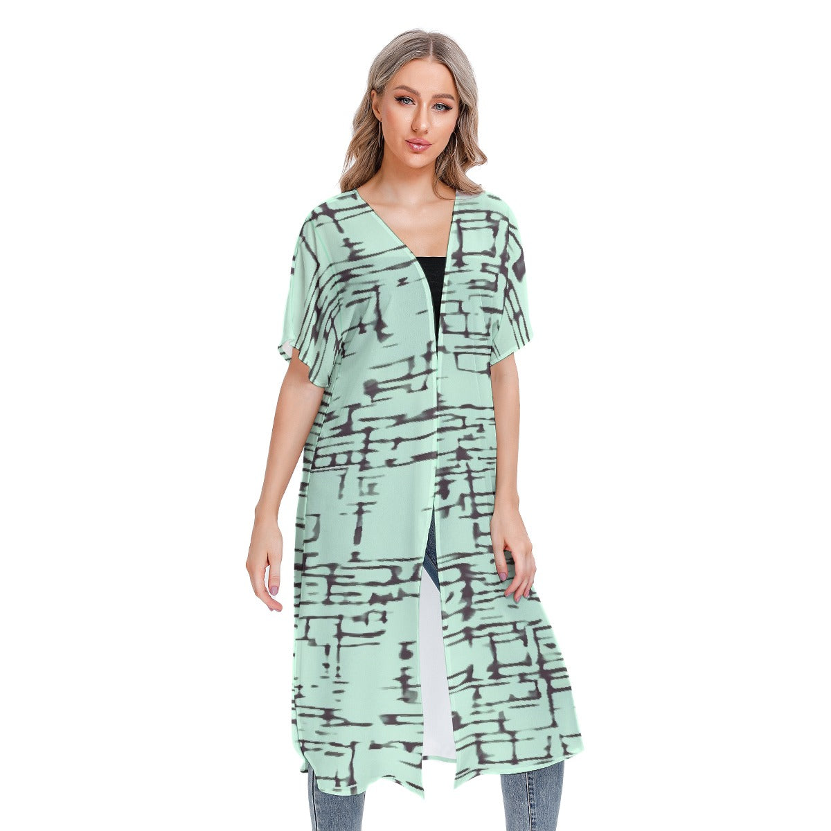 All-Over Print Women's Short Sleeve Cardigan