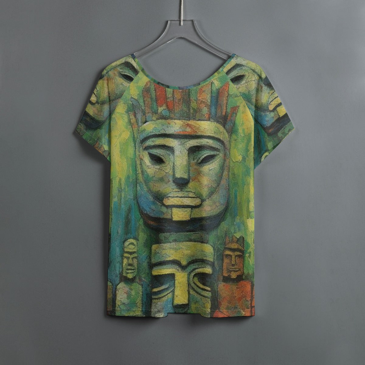 All-Over Print Women's Round Neck T-shirt With Raglan Sleeve