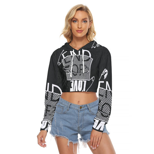 All-Over Print Women's Crop Top Hoodie|Velvet