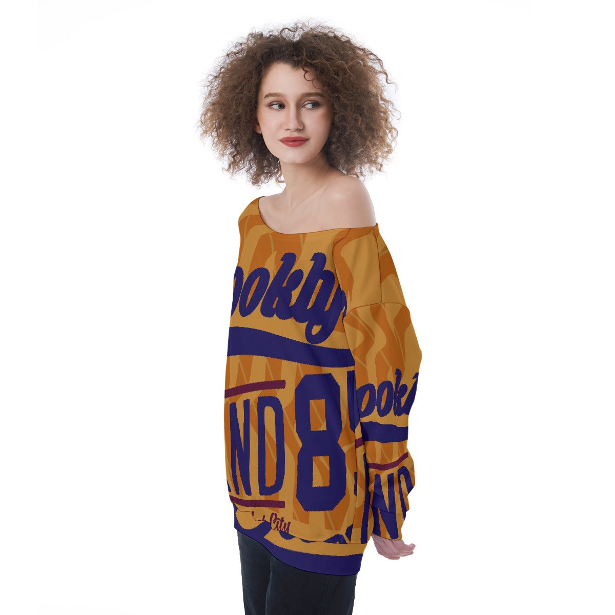 All-Over Print Oversized Women's Off-Shoulder Sweatshirt