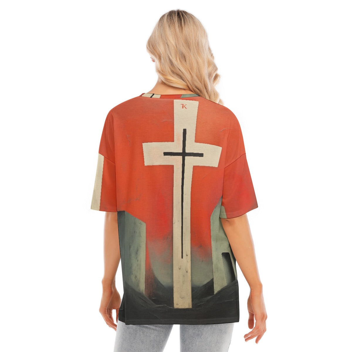 All-Over Print Women's Short Sleeves T-shirt With Hem Split