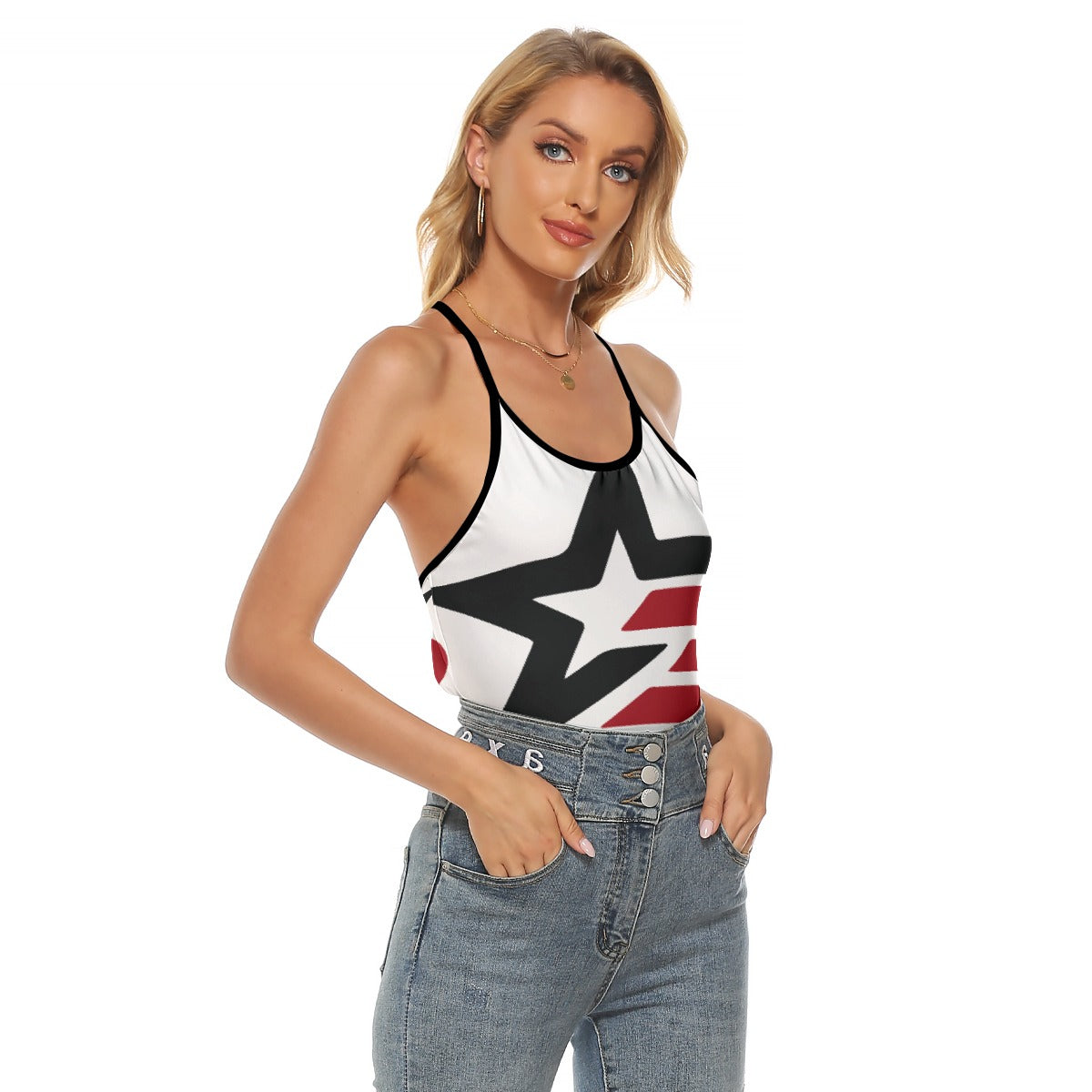 All-Over Print Women's Criss-Cross Open Back Tank Top