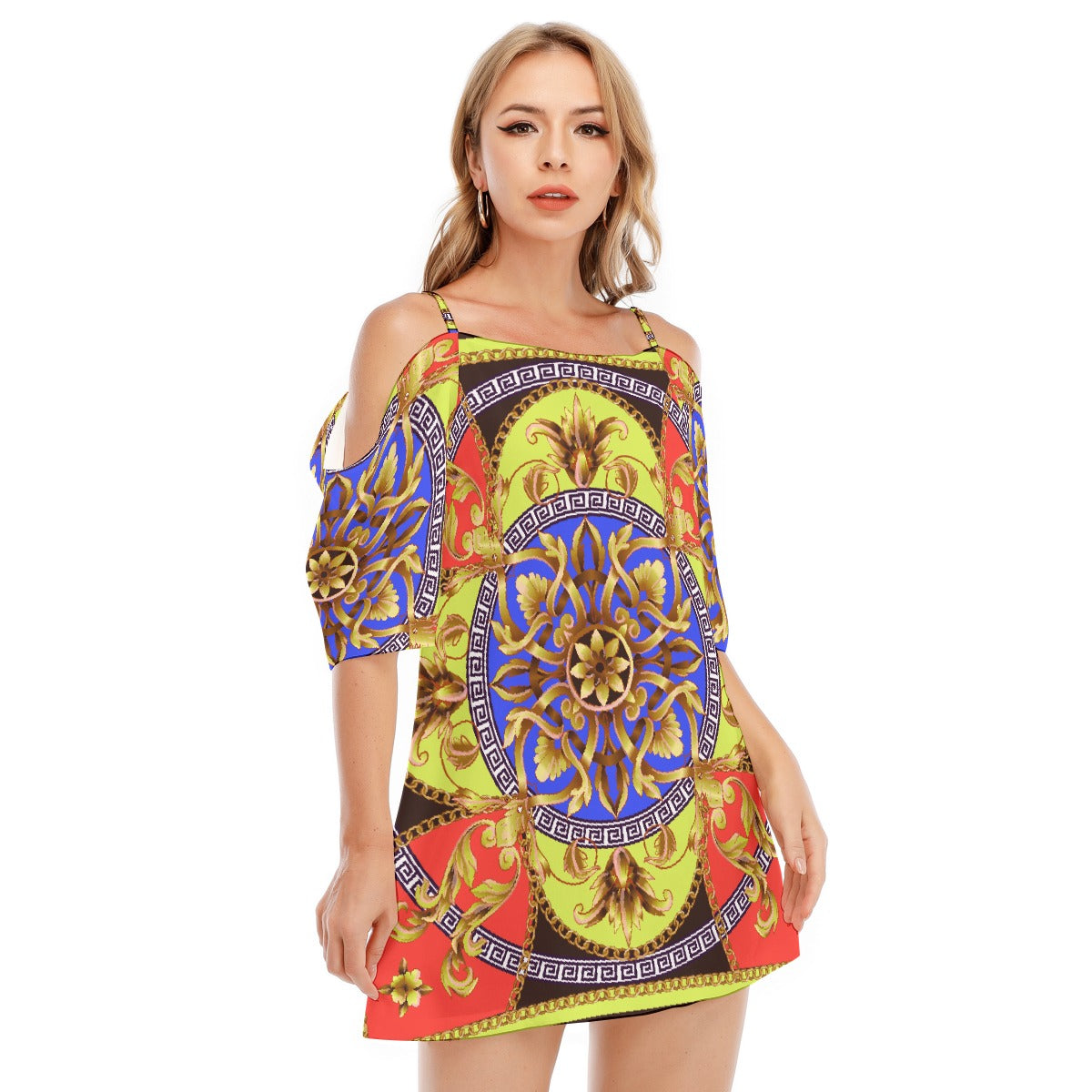 All-Over Print Women's Off-shoulder Cami Dress