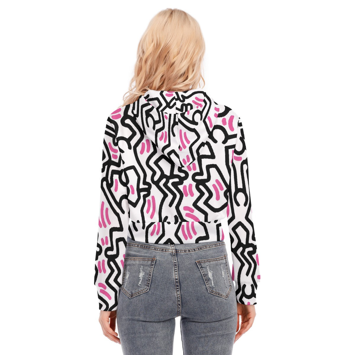 All-Over Print Women's Crop Top Hoodie With Zipper Closure