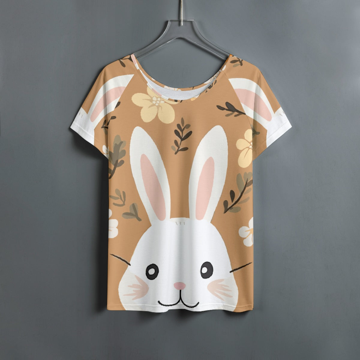 All-Over Print Women's Round Neck T-shirt With Raglan Sleeve