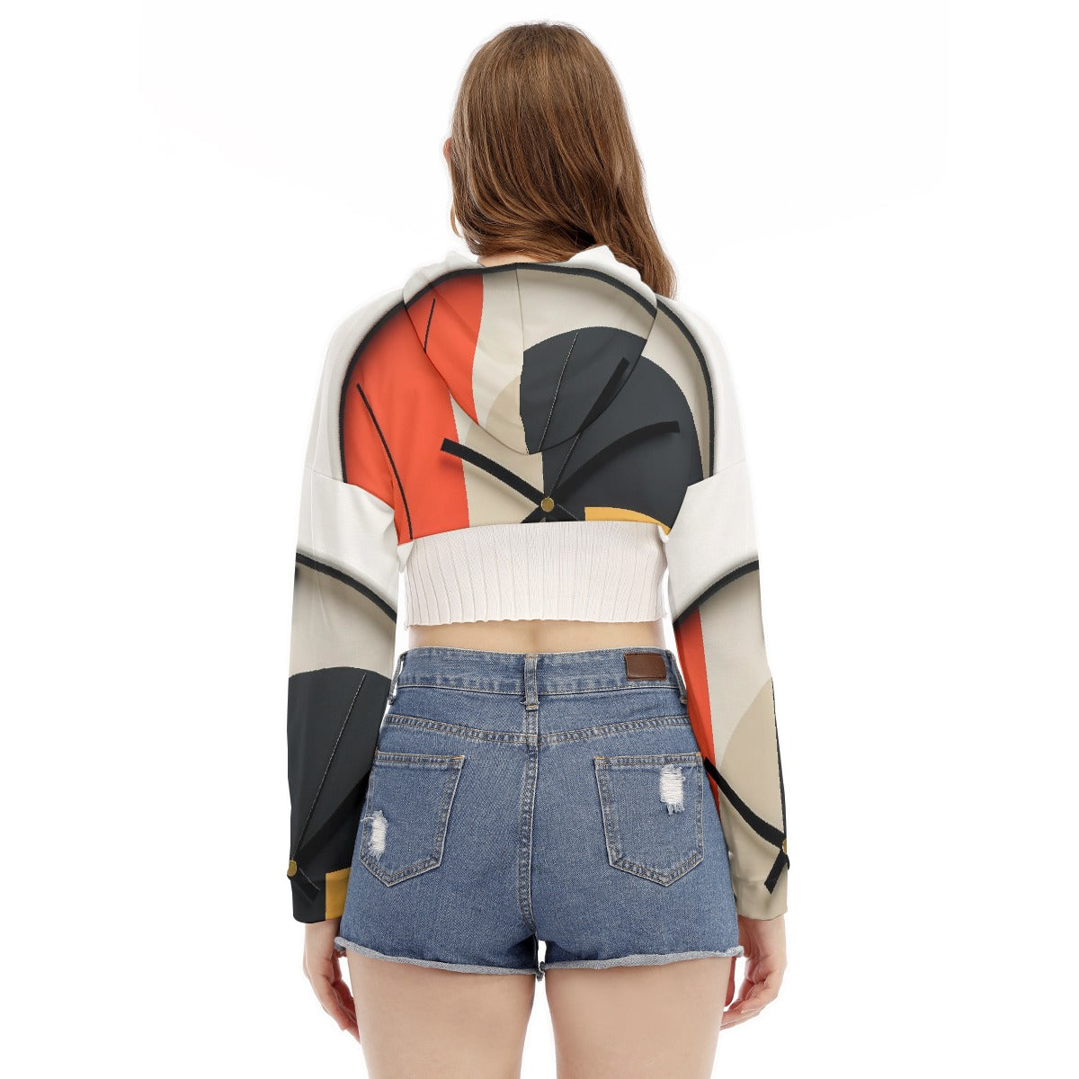 All-Over Print Women's Smock Short Hoodie With Long Sleeve