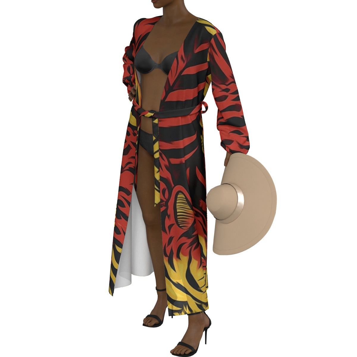 All-Over Print Women's Lace-up Chiffon Robe