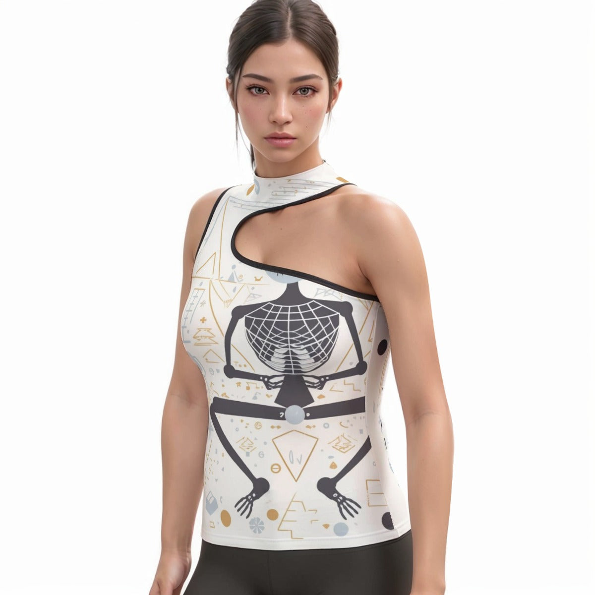 All-Over Print Women's Halter Sleeveless Asymmetrical Tank Top