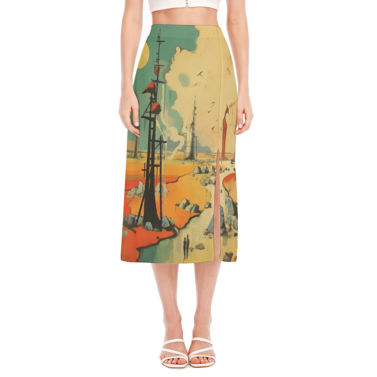 All-Over Print Women's High Slit Long Skirt