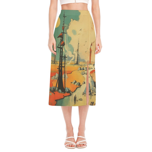 All-Over Print Women's High Slit Long Skirt