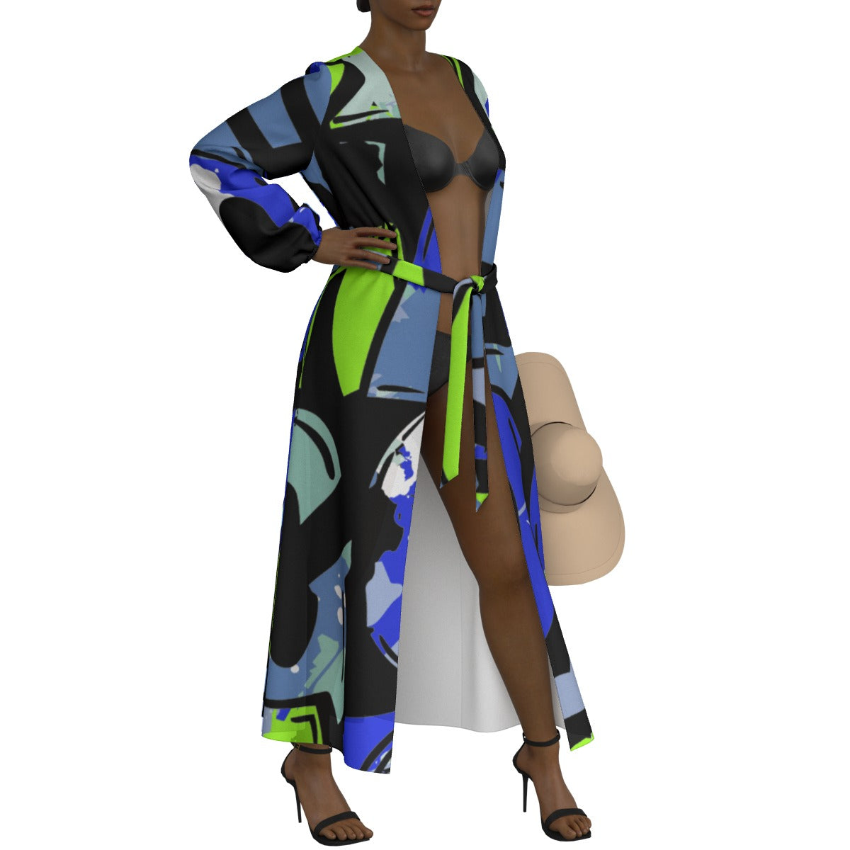 All-Over Print Women's Lace-up Chiffon Robe