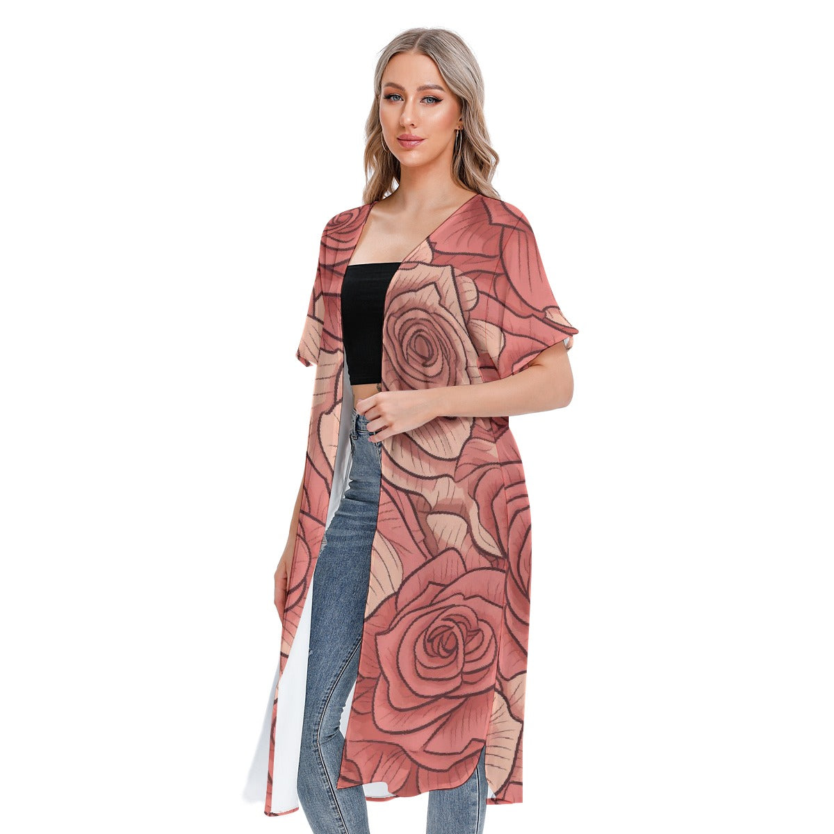 All-Over Print Women's Short Sleeve Cardigan