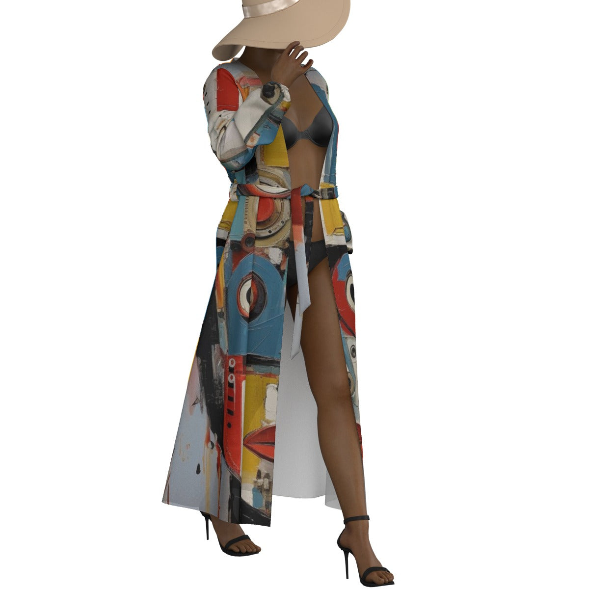 All-Over Print Women's Lace-up Chiffon Robe