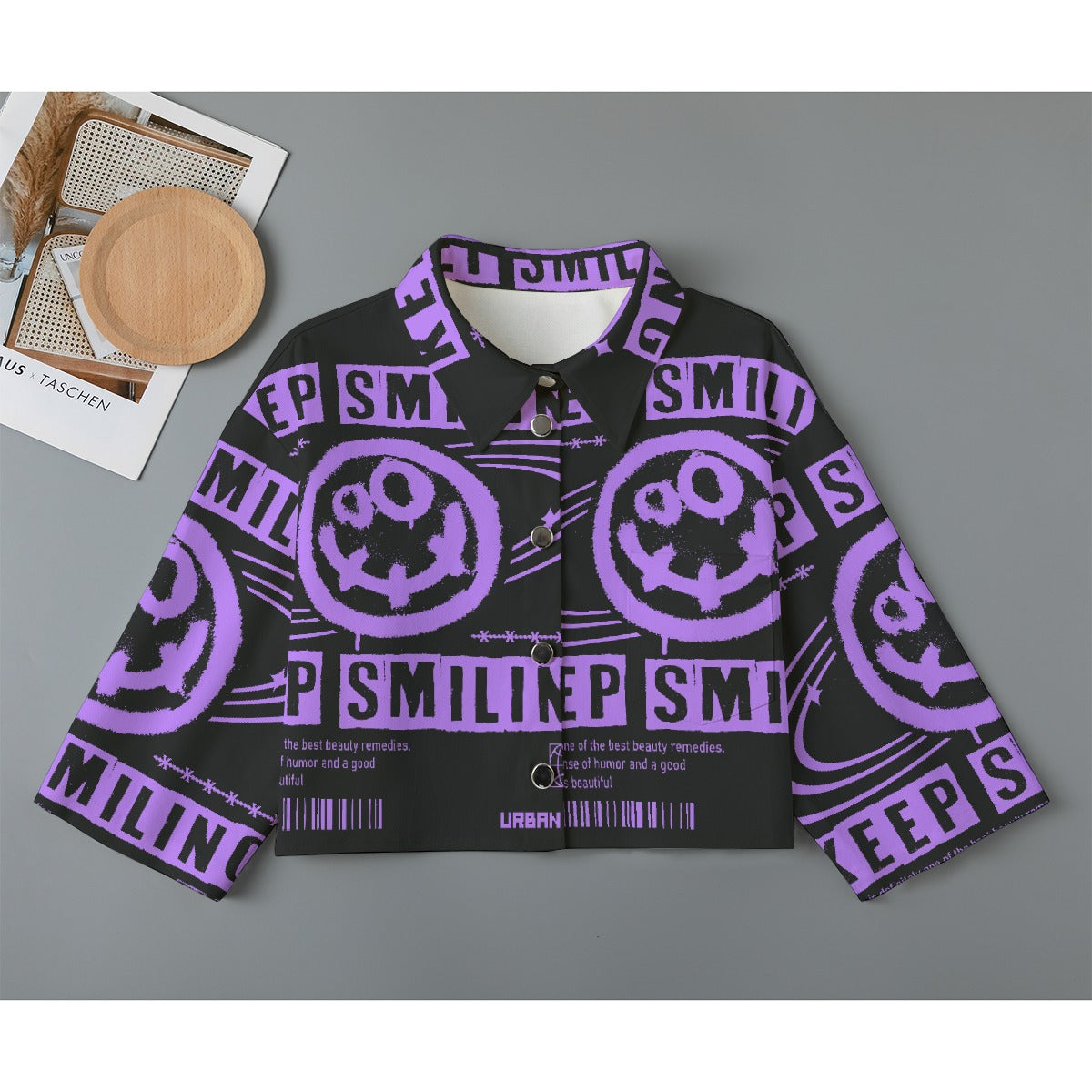 All-Over Print Women's Cropped Jacket | 245GSM Cotton