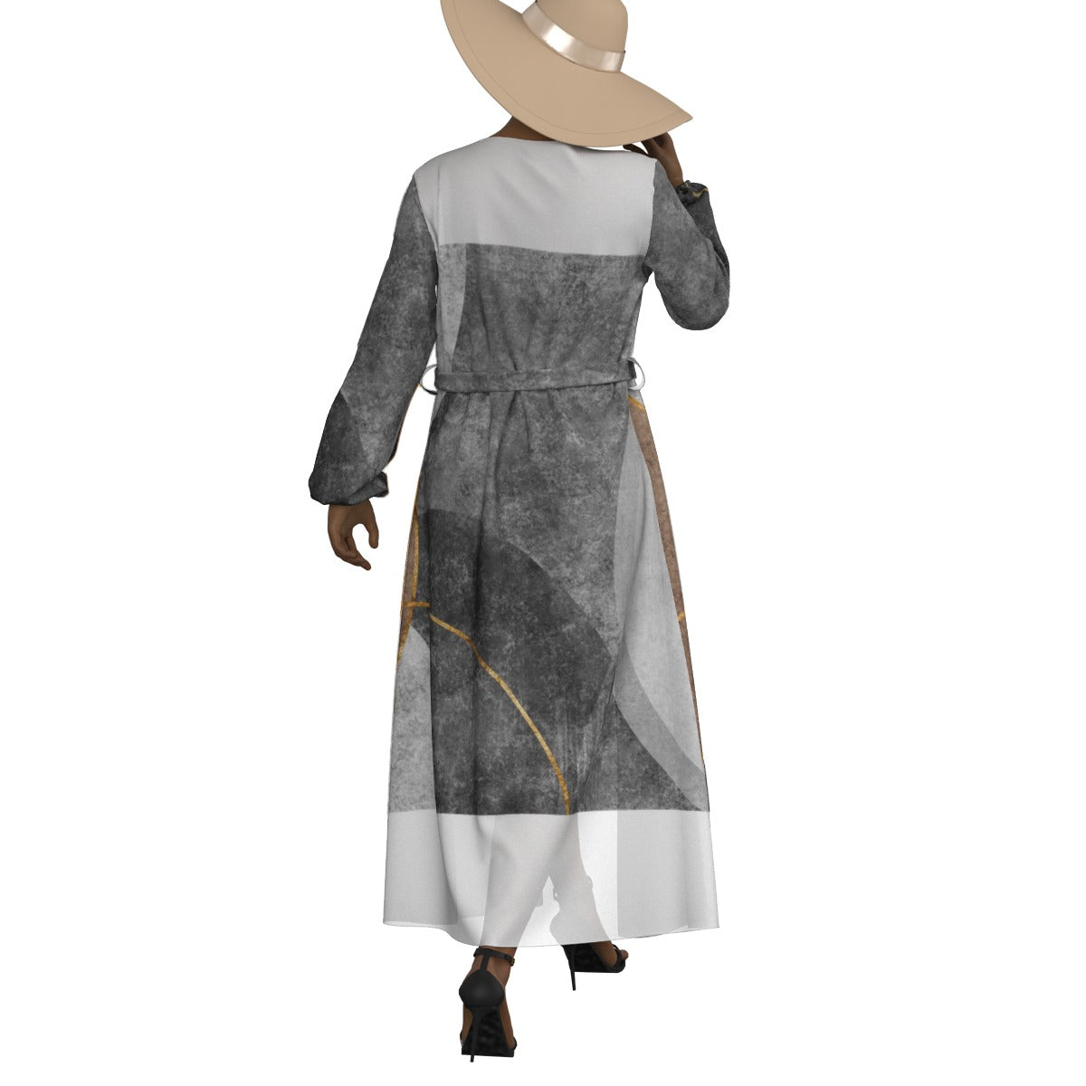 All-Over Print Women's Lace-up Chiffon Robe