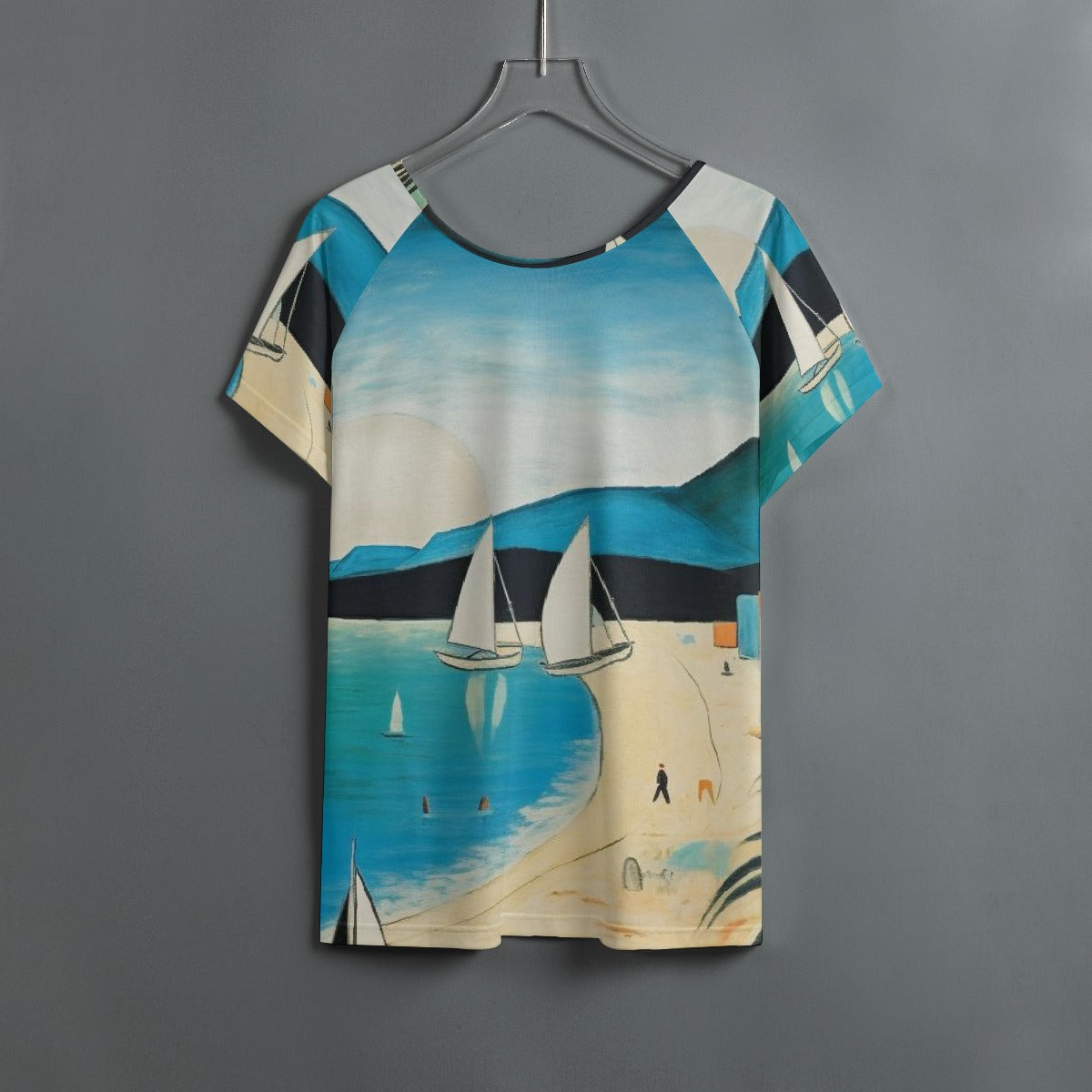 All-Over Print Women's Round Neck T-shirt With Raglan Sleeve
