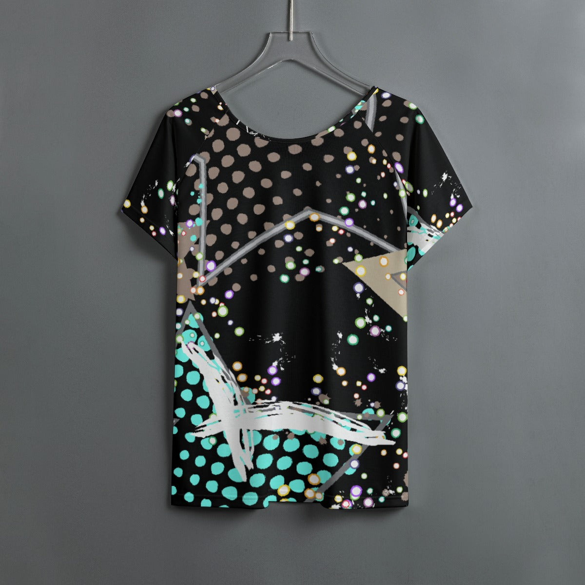 All-Over Print Women's Round Neck T-shirt With Raglan Sleeve