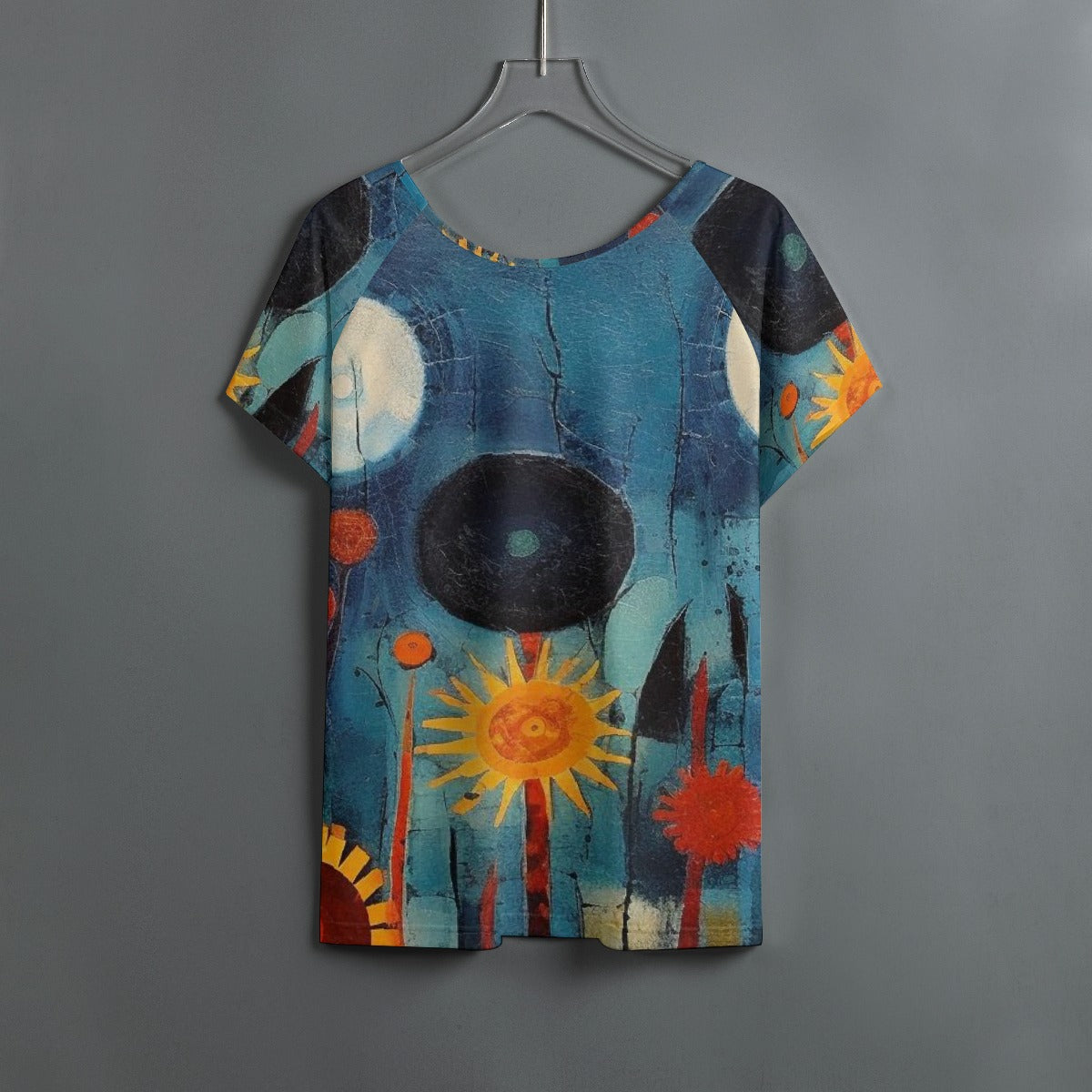 All-Over Print Women's Round Neck T-shirt With Raglan Sleeve