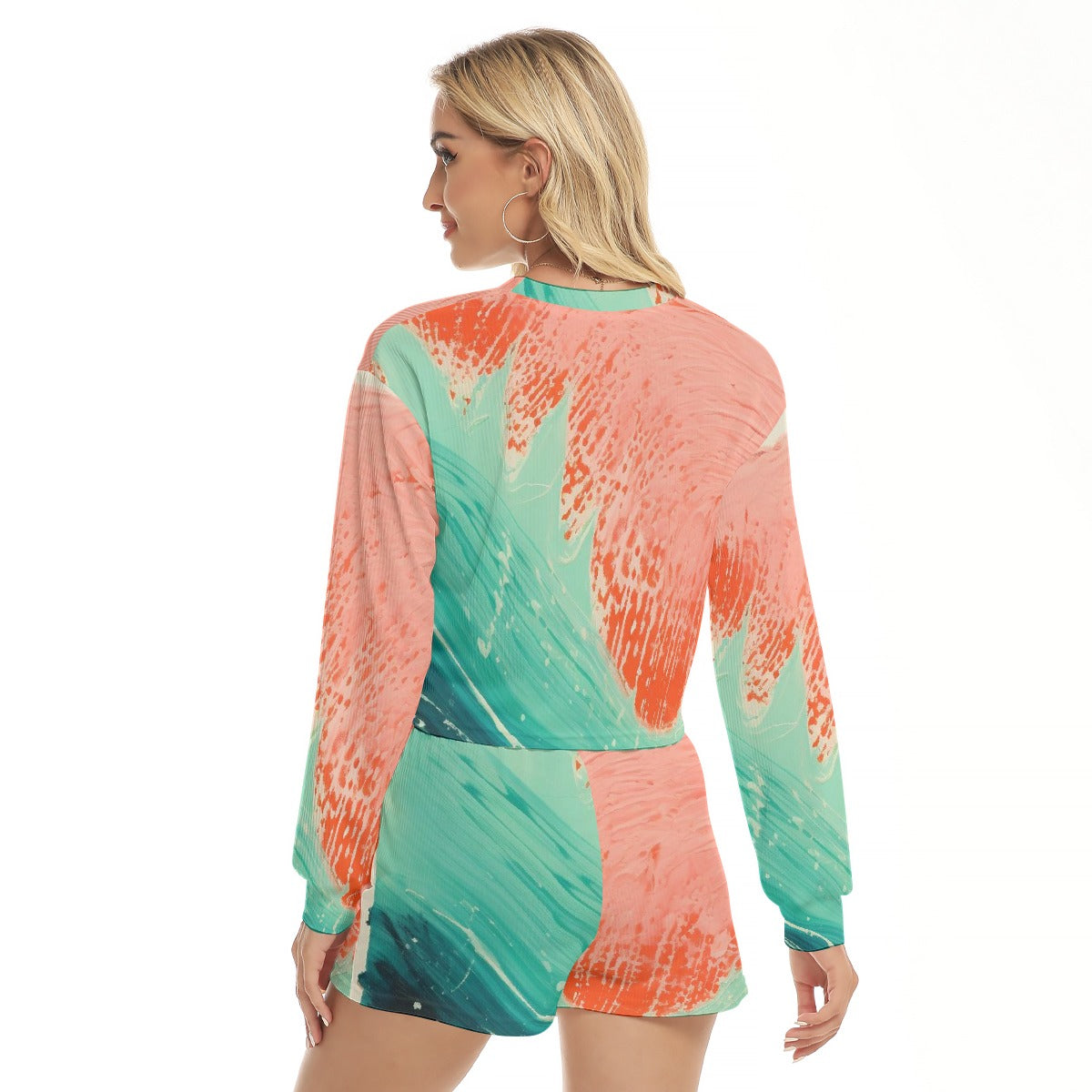 All-Over Print Women's Short Sweatshirt And Pants Suit
