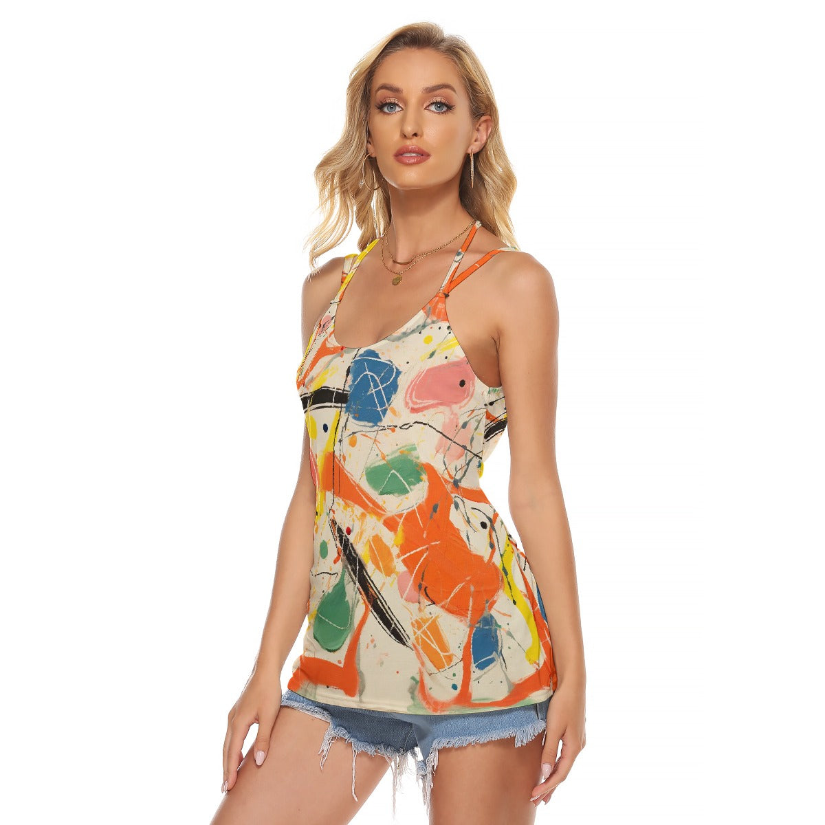 All-Over Print Women's Halter Top With Backless
