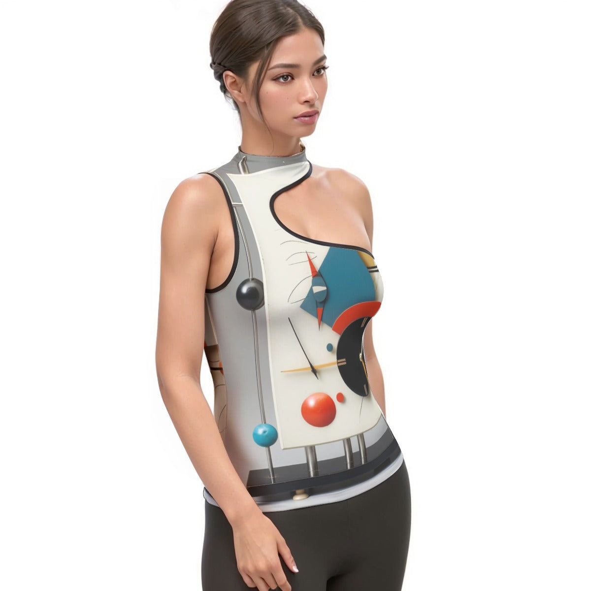 All-Over Print Women's Halter Sleeveless Asymmetrical Tank Top