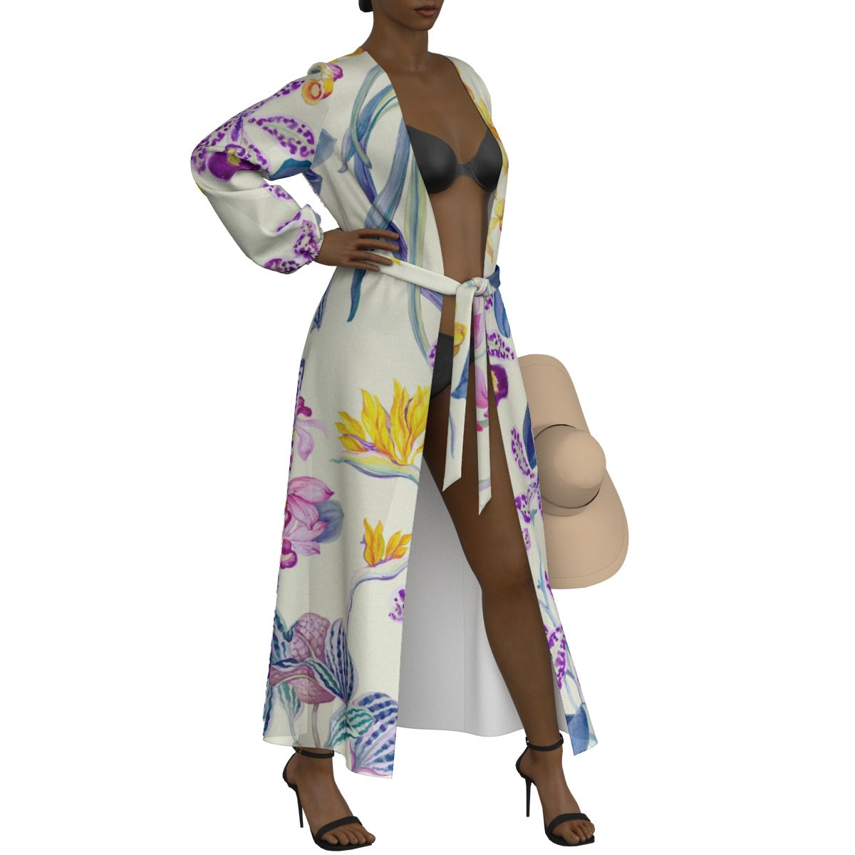 All-Over Print Women's Lace-up Chiffon Robe