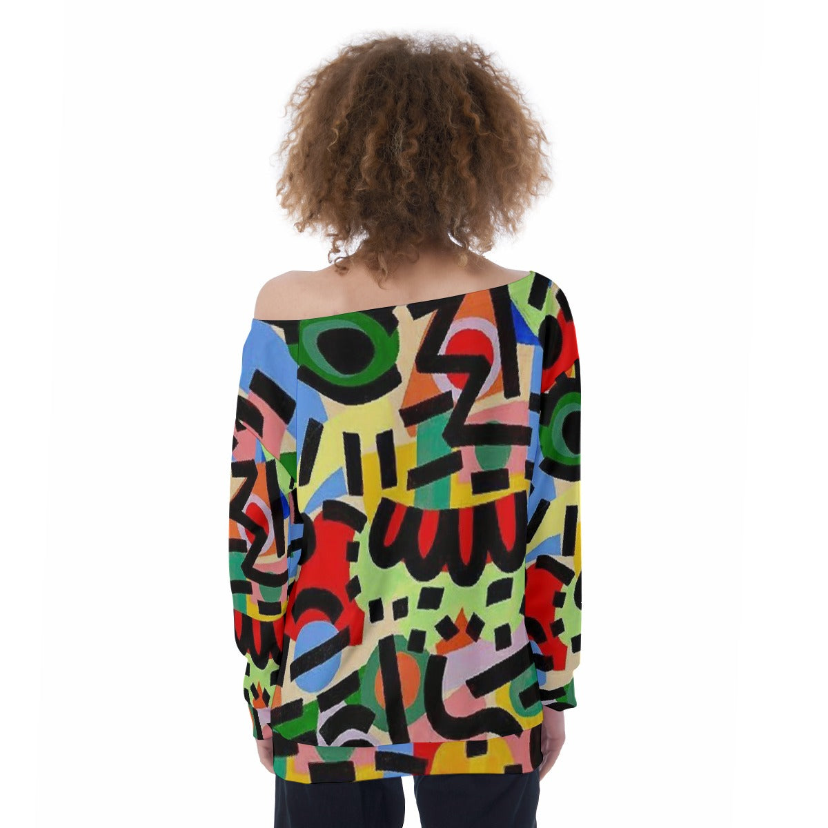 All-Over Print Oversized Women's Off-Shoulder Sweatshirt