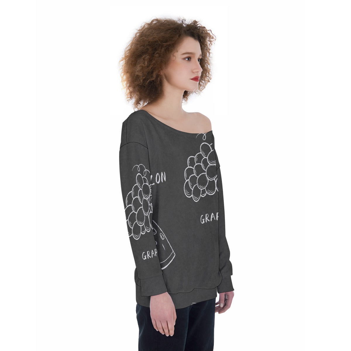 All-Over Print Oversized Women's Off-Shoulder Sweatshirt