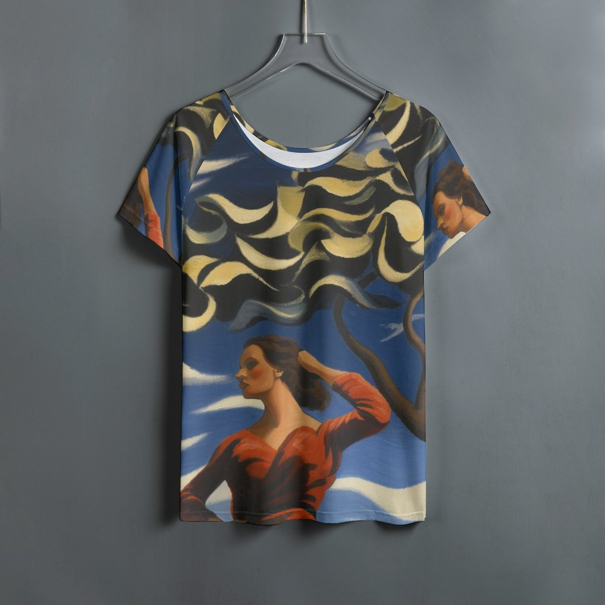 All-Over Print Women's Round Neck T-shirt With Raglan Sleeve