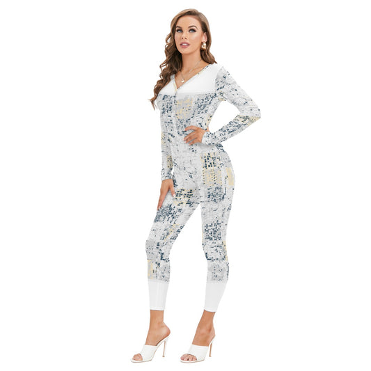 All-Over Print Women's Plunging Neck Jumpsuit