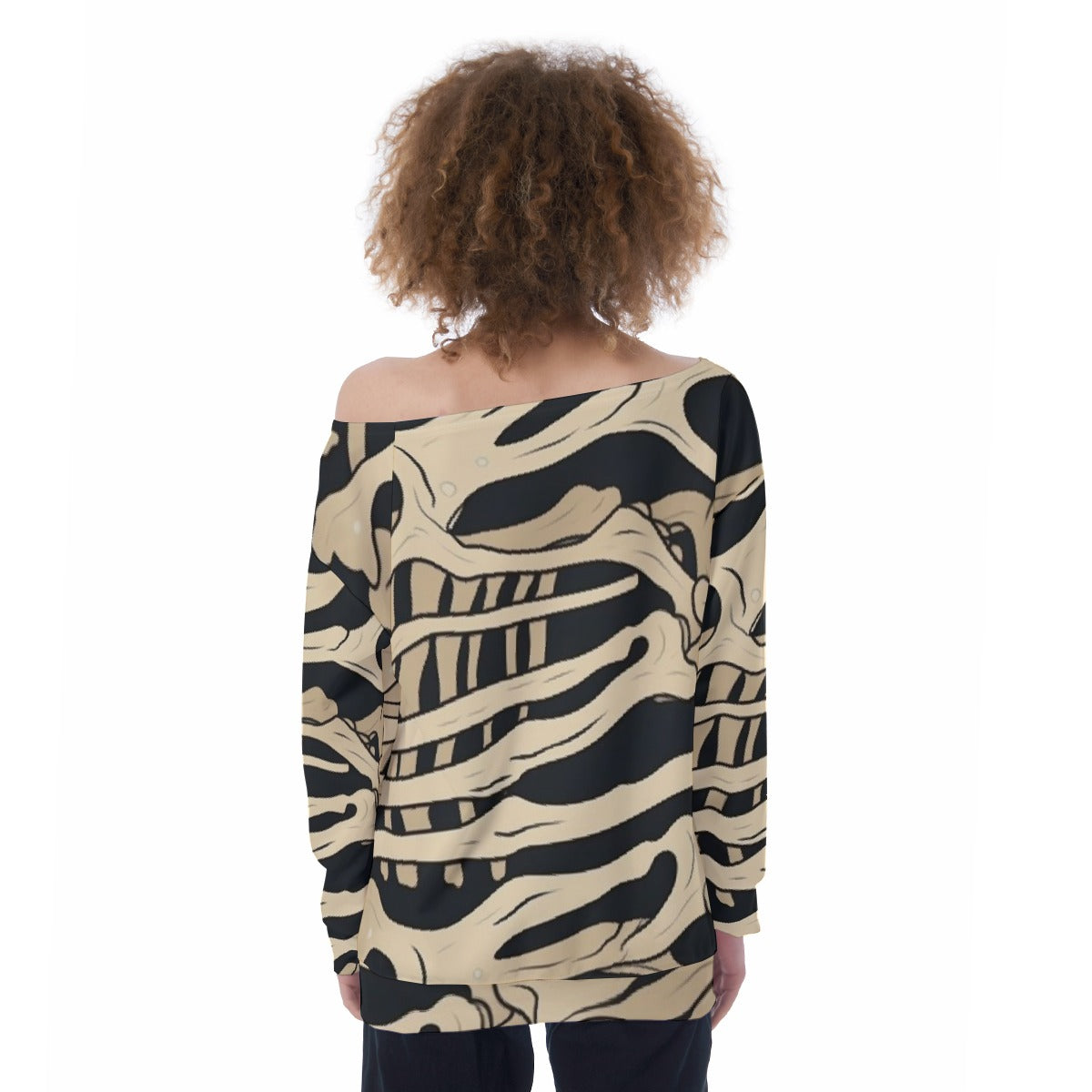 All-Over Print Oversized Women's Off-Shoulder Sweatshirt