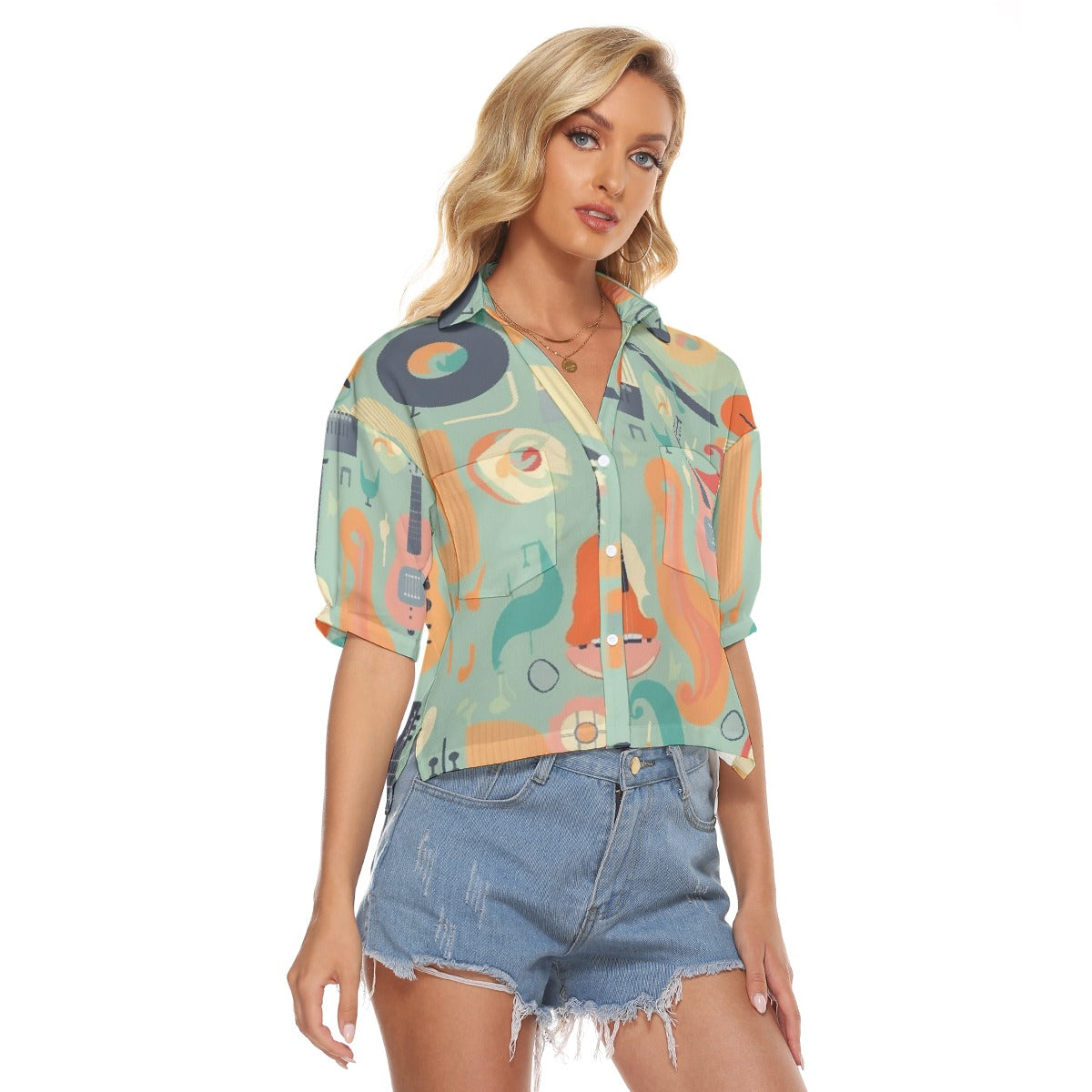 All-Over Print Women's V-neck Shirts