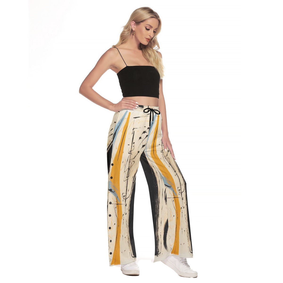 All-Over Print Women's Side Slit Snap Button Trousers