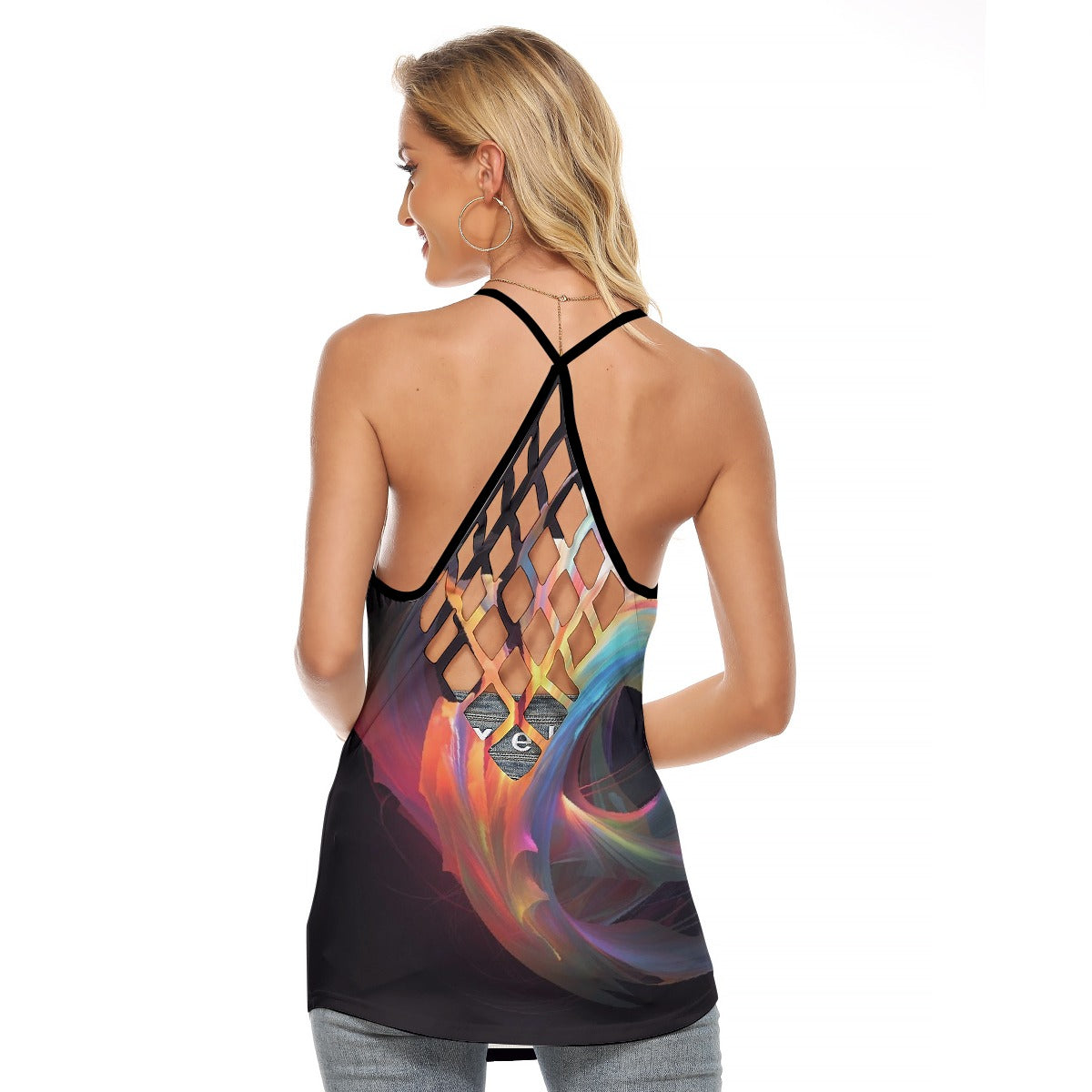 All-Over Print Women's Criss-Cross Open Back Tank Top