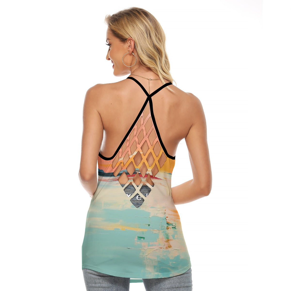 All-Over Print Women's Criss-Cross Open Back Tank Top