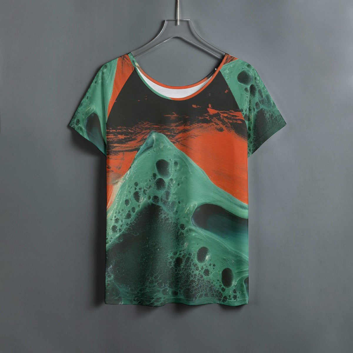 All-Over Print Women's Round Neck T-shirt With Raglan Sleeve