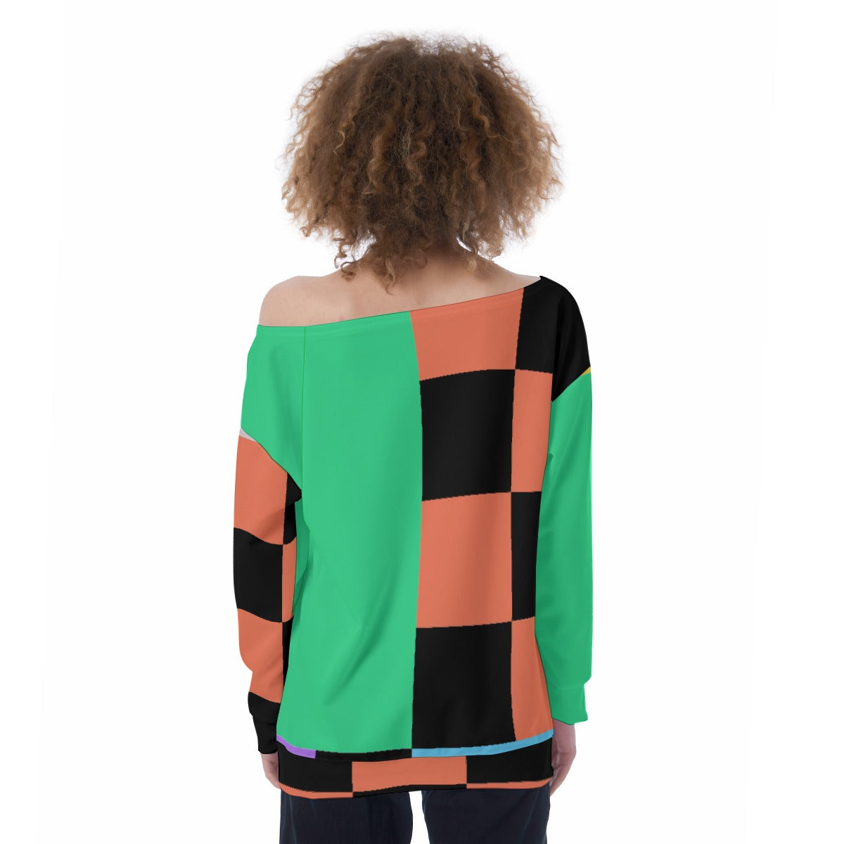 All-Over Print Oversized Women's Off-Shoulder Sweatshirt