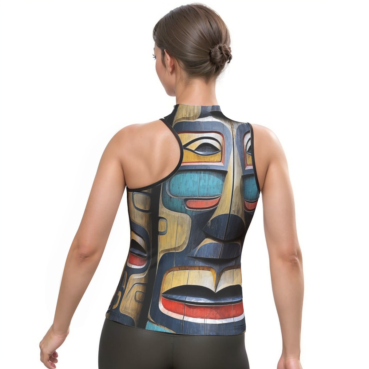 All-Over Print Women's Halter Sleeveless Asymmetrical Tank Top