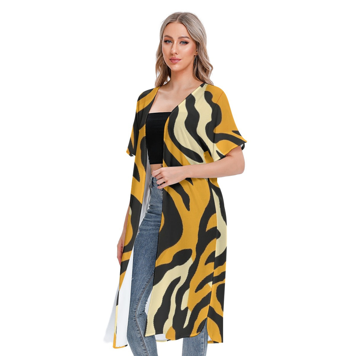 All-Over Print Women's Short Sleeve Cardigan