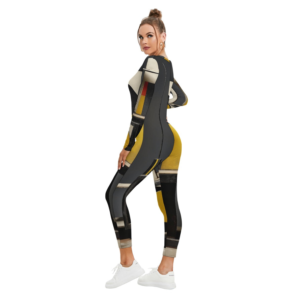 All-Over Print Women's Plunging Neck Jumpsuit