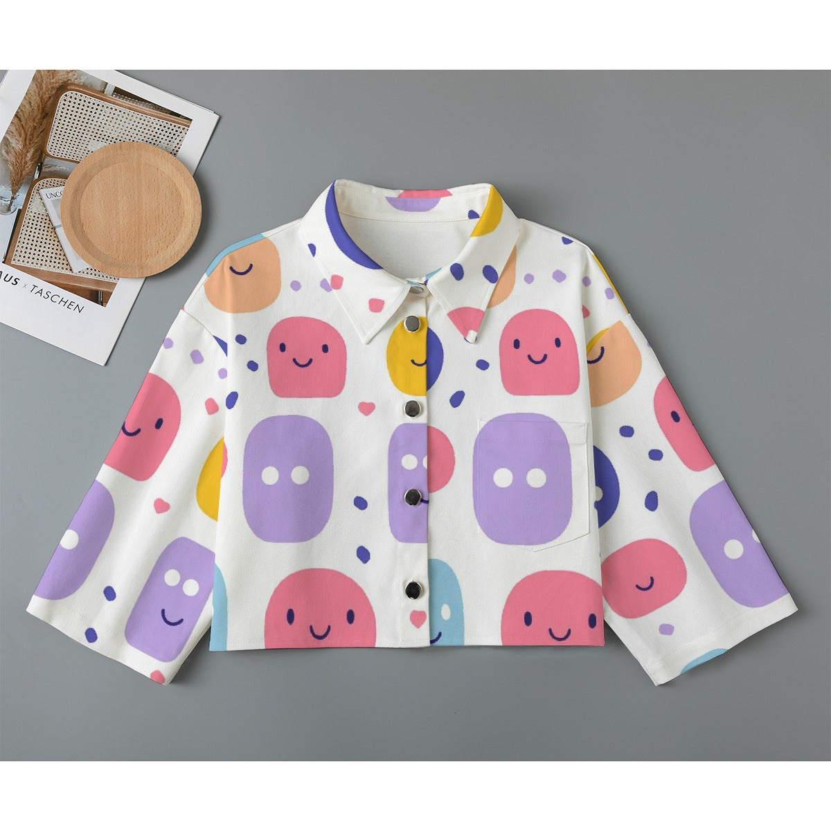 All-Over Print Women's Cropped Jacket | 245GSM Cotton