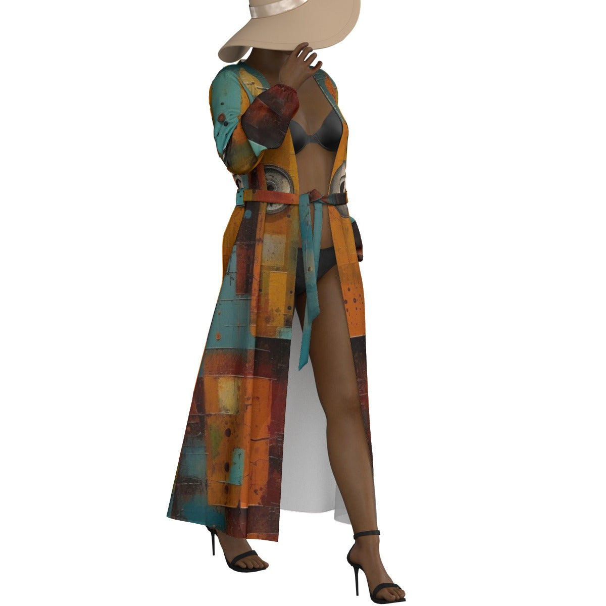 All-Over Print Women's Lace-up Chiffon Robe